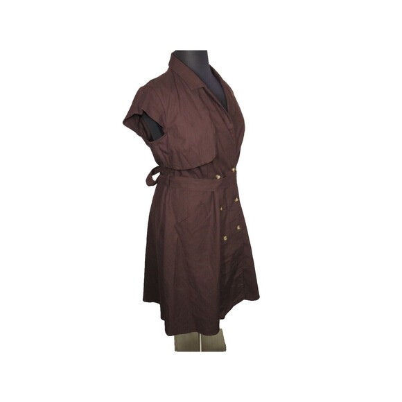 City Chic Women's Brown Linen Blend Button Front Belted Dress Plus Size 18 - Picture 6 of 12